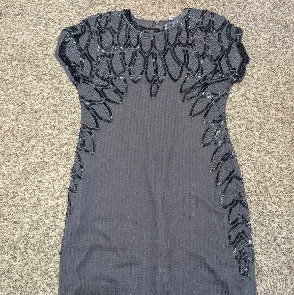 Vintage Oleg Cassini Silk Beaded Petite Evening Dress - Picture 2 of 11